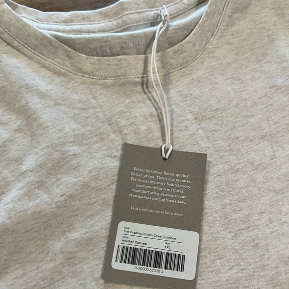 *NWT* Everlane The Organic Cotton Crew Tee Uniform Heather Oatmeal XXL - Picture 7 of 10